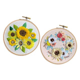 Maxbell 2 Sets Embroidery Starter Kit with Flower Pattern DIY Cross Stitch Crafts