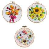 Maxbell 3 Sets Embroidery Starter Kit with Flower Pattern DIY Cross Stitch Crafts