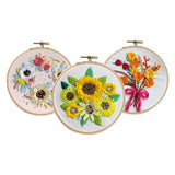 Maxbell 3 Sets Embroidery Starter Kit with Flower Pattern DIY Cross Stitch Crafts