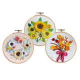 Maxbell 3 Sets Embroidery Starter Kit with Flower Pattern DIY Cross Stitch Crafts