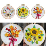 Maxbell 3 Sets Embroidery Starter Kit with Flower Pattern DIY Cross Stitch Crafts