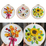 Maxbell 3 Sets Embroidery Starter Kit with Flower Pattern DIY Cross Stitch Crafts