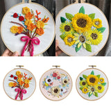 Maxbell 3 Sets Embroidery Starter Kit with Flower Pattern DIY Cross Stitch Crafts