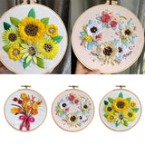Maxbell 3 Sets Embroidery Starter Kit with Flower Pattern DIY Cross Stitch Crafts