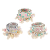 Maxbell 3 Yards Ethnic Style Ball Fringed Lace Jacquard Ribbon with Pompom Ball Trim
