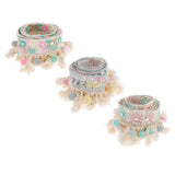 Maxbell 3 Yards Ethnic Style Ball Fringed Lace Jacquard Ribbon with Pompom Ball Trim