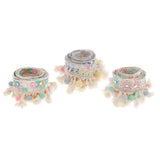 Maxbell 3 Yards Ethnic Style Ball Fringed Lace Jacquard Ribbon with Pompom Ball Trim