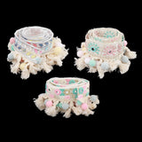 Maxbell 3 Yards Ethnic Style Ball Fringed Lace Jacquard Ribbon with Pompom Ball Trim