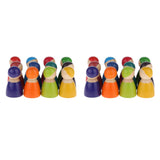 Maxbell 24Pieces Rainbow Wooden Peg Dolls People Dolls Decorative Craft Kids Toys