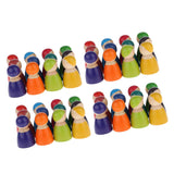 Maxbell 48 Pieces Rainbow Wooden Peg Dolls People Dolls Decorative Craft Kids Toys