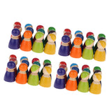 Maxbell 48 Pieces Rainbow Wooden Peg Dolls People Dolls Decorative Craft Kids Toys