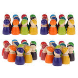 Maxbell 48 Pieces Rainbow Wooden Peg Dolls People Dolls Decorative Craft Kids Toys