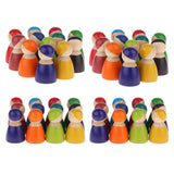 Maxbell 48 Pieces Rainbow Wooden Peg Dolls People Dolls Decorative Craft Kids Toys