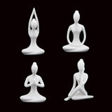 Maxbell 4Pcs Ceramic Yoga Figure Ornament Statue Sculpture Zen Garden Desk Decor