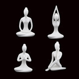 Maxbell 4Pcs Ceramic Yoga Figure Ornament Statue Sculpture Zen Garden Desk Decor