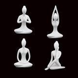 Maxbell 4Pcs Ceramic Yoga Figure Ornament Statue Sculpture Zen Garden Desk Decor
