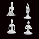 Maxbell 4Pcs Ceramic Yoga Figure Ornament Statue Sculpture Zen Garden Desk Decor