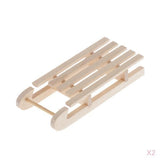 Maxbell 1/12 Dollhouse Unfinshed DIY Wooden Toboggan Sled Garden Outdoor Decor 2pcs