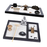 Maxbell 2Pcs Buddha Zen Sandbox Meditation Sand Box Garden Tabletop Decor