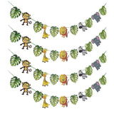 Maxbell Cartoon Animal Palm Tree Leaves Paper Banner Birthday Party Kids Room Decors