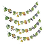 Maxbell Cartoon Animal Palm Tree Leaves Paper Banner Birthday Party Kids Room Decors