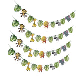 Maxbell Cartoon Animal Palm Tree Leaves Paper Banner Birthday Party Kids Room Decors