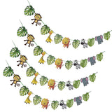 Maxbell Cartoon Animal Palm Tree Leaves Paper Banner Birthday Party Kids Room Decors
