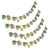 Maxbell Cartoon Animal Palm Tree Leaves Paper Banner Birthday Party Kids Room Decors