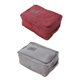 Maxbell 2 Pcs Household Travel Portable Shoe Organizer Nylon Zip Bag Grey & Wine Red