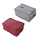 Maxbell 2 Pcs Household Travel Portable Shoe Organizer Nylon Zip Bag Grey & Wine Red