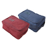 Maxbell 2 Pcs Household Travel Gym Shoe Organizer Nylon Zip Bag Dark Blue & Wine Red