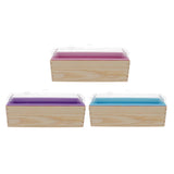 3Pieces Rectangle Divided Silicone Soap Loaf Mold with Wooden Box DIY 1.2KG