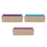 3Pieces Rectangle Divided Silicone Soap Loaf Mold with Wooden Box DIY 1.2KG