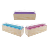 3Pieces Rectangle Divided Silicone Soap Loaf Mold with Wooden Box DIY 1.2KG