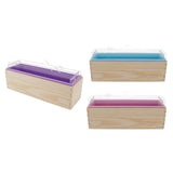 3Pieces Rectangle Divided Silicone Soap Loaf Mold with Wooden Box DIY 1.2KG