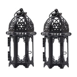 Maxbell 2 Piece Glass Tealight Candle Holder Wrought Iron Lantern Home Wedding Decor