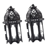 Maxbell 2 Piece Glass Tealight Candle Holder Wrought Iron Lantern Home Wedding Decor