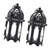 Maxbell 2 Piece Glass Tealight Candle Holder Wrought Iron Lantern Home Wedding Decor