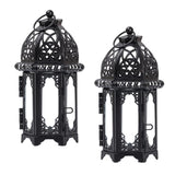 Maxbell 2 Piece Glass Tealight Candle Holder Wrought Iron Lantern Home Wedding Decor