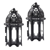 Maxbell 2 Piece Glass Tealight Candle Holder Wrought Iron Lantern Home Wedding Decor