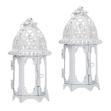 Maxbell 2x Glass Tealight Candle Holder Wrought Iron Lantern Wedding Decorations