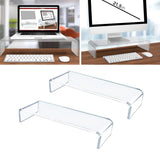 Home Clear Monitor Stand Shelf PC LCD Computer Screen Riser Tray Holder 2pcs