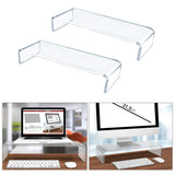 Home Clear Monitor Stand Shelf PC LCD Computer Screen Riser Tray Holder 2pcs