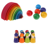 Colorful Wooden Rainbow Blocks Stack Tunnel Stacking Game Toys
