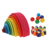 Colorful Wooden Rainbow Blocks Stack Tunnel Stacking Game Toys