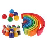 Colorful Wooden Rainbow Blocks Stack Tunnel Stacking Game Toys