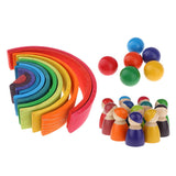 Colorful Wooden Rainbow Blocks Stack Tunnel Stacking Game Toys