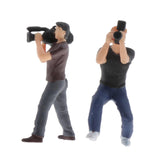 Maxbell 2pcs Mini 1/87 Photographer People Model Doll Layout Scenery Accessories