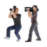 Maxbell 2pcs Mini 1/87 Photographer People Model Doll Layout Scenery Accessories