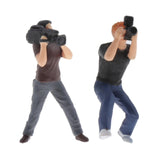Maxbell 2pcs Mini 1/87 Photographer People Model Doll Layout Scenery Accessories